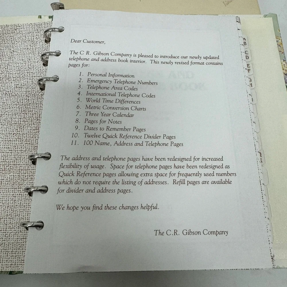 Vintage C. R. GIBSON Address Book Unused In box 1996